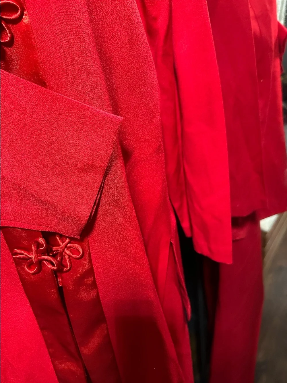 Betsy Lauren Red Tang Suit with Mandarin lounge pants w/ Elastic Waist size 10